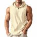 2026 Summer New Style Hooded V-Neck Men's Fitness Training Zippered Sweater Sleeveless Jacket_viptrois.com