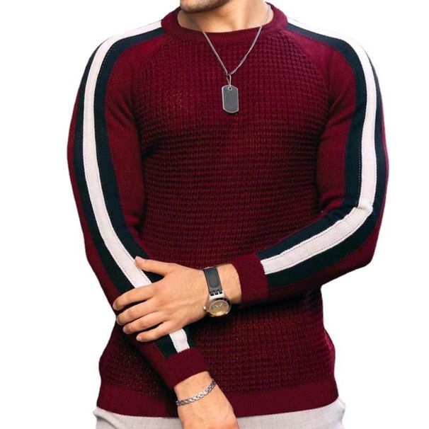 Men's Slim Fit Knit Sweater – Winter Long Sleeve Pullover | Classic Round Neck & Color Block Design_viptrois.com