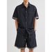 Men's Clothing Men's New Summer Casual Shirt Denim Shorts Two Piece Suit_viptrois.com