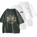 Summer New Men's Casual Versatile T-shirt, Trendy Brand Short-sleeve Tee, Round Neck, Printed Design, Unisex, Ins Trend,_viptrois.com