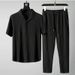 Summer New Trendy Set Men's Thin Korean Short Sleeved Pants Fashion Sports Set_viptrois.com