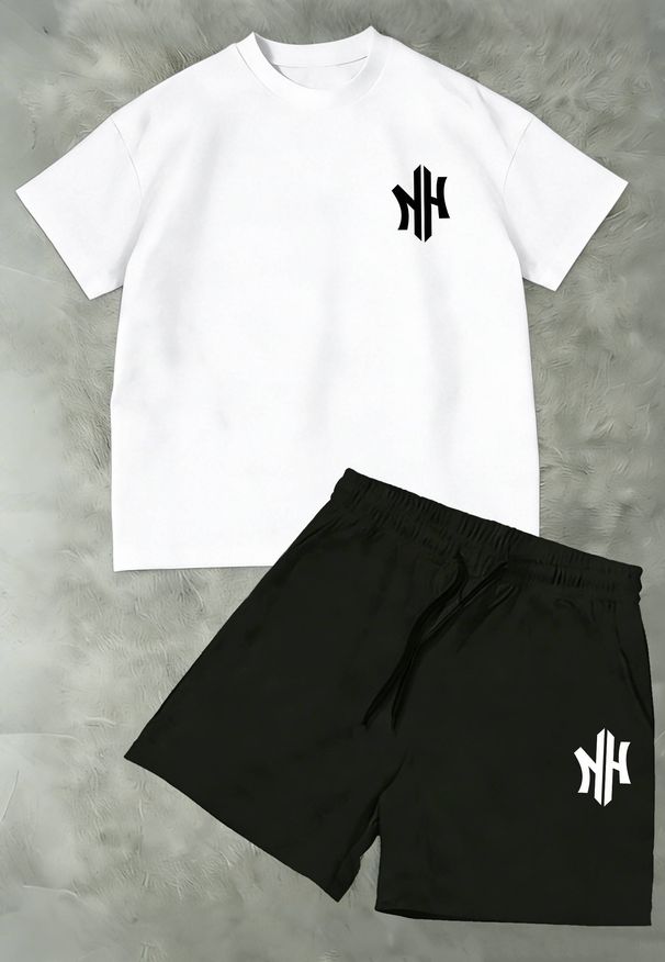 Men's Clothing New Summer Men's Korean Style Instagram Inspired NY Logo Print Suit: Crew Neck Short Sleeved T Shirt + Shorts_viptrois.com