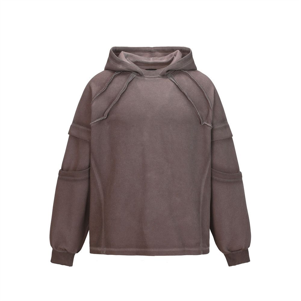 Punk Vintage Deconstructed Patchwork Frayed Hoodie Men's Vibe Trendy Niche Casual Loose Pullover Sweatshirt_viptrois.com