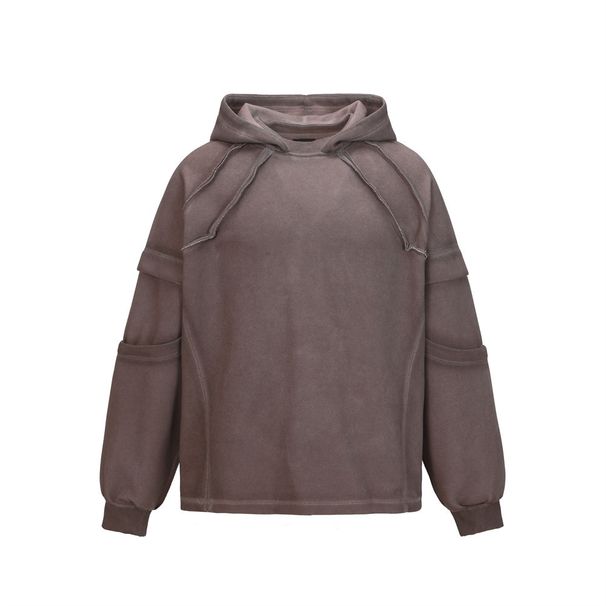 Punk Vintage Deconstructed Patchwork Frayed Hoodie Men's Vibe Trendy Niche Casual Loose Pullover Sweatshirt_viptrois.com