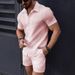 Men's Clothing fashion new men's short sleeved shirt shorts sports leisure beach two piece suit_viptrois.com