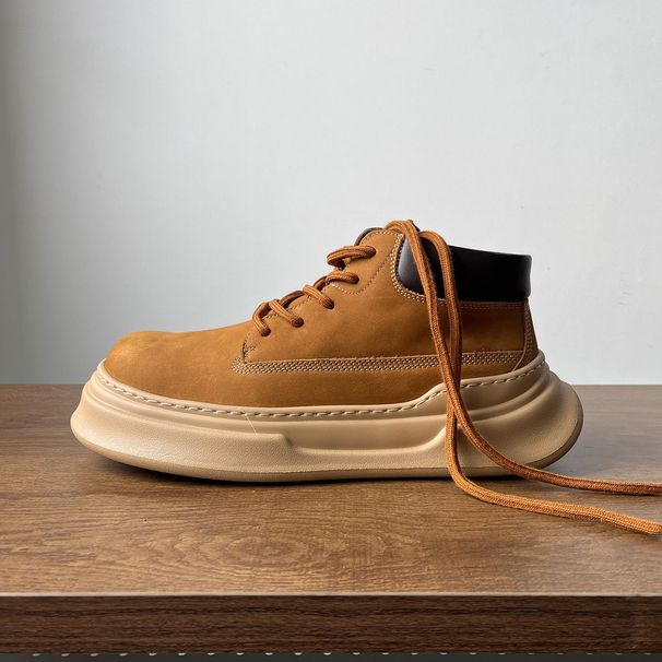 Sneakers Designer Niche High-top Men's Top Layer Cowhide Fashion Casual Shoes Thick Sole Lightweight Martin Boots_viptrois.com