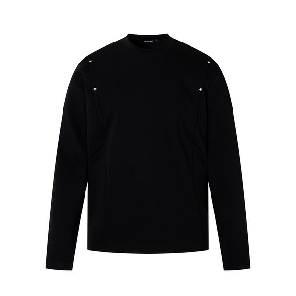 Solid Color Casual Crew Neck Sweatshirt For Men Spring And Autumn Versatile Loose Pullover With 3D Design Long Sleeve_viptrois.com