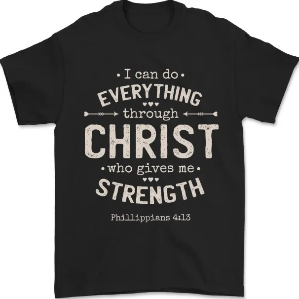 Christ Gives Me Strength Christian Jesus God Mens T-Shirt Mens Womens Tees Top 100% Cotton_viptrois.com