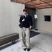 Black Two-Piece Collar Sweatshirt For Men, Autumn And Winter Cleanfit High-End College Style Long Sleeve Polo Shirt_viptrois.com