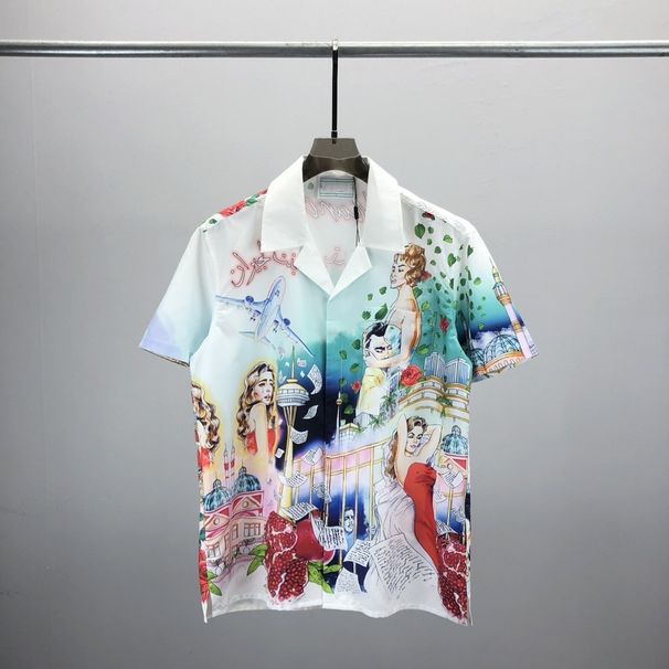 Loom 2024 Spring Summer New European American Style Men's Casual Short Sleeve Shirt With Front And Back Printed Patterns_viptrois.com