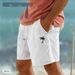 Coconut Print Cotton And Linen Shorts Drawstring Elastic Waist Solid Color Breathable Beach Five Point Casual Pants_viptrois.com