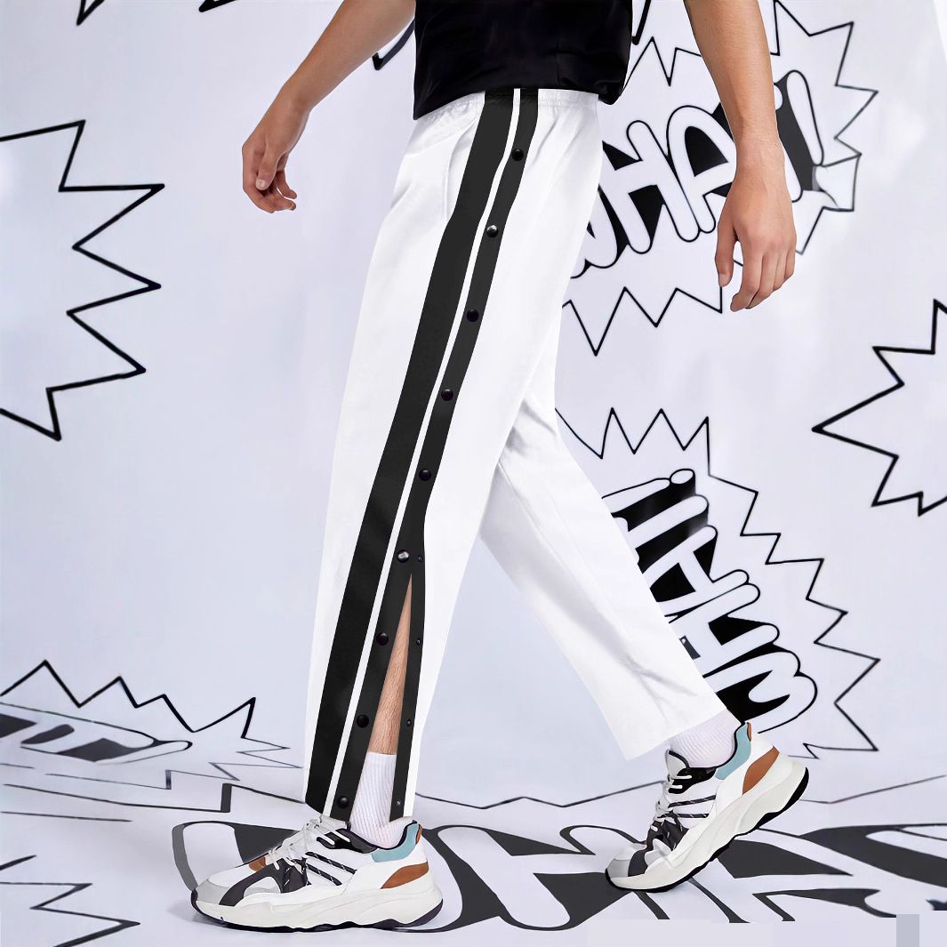 Spring And Autumn Basketball Full Open Buttoned Men's Trendy Sports High Street Ins All Match Straight Pants_viptrois.com