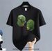 【DORAE】2026 Breathable T-shirt (Eco Cotton) Black (Retro Viral Meme Print & "Green Fish Head Meme Duo" Accent) – Y2K Style For Festival Party_viptrois.com