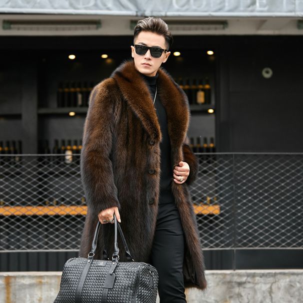 Men's Clothing New mink fur coat men's fisherman men's whole mink casual business fur long mink velvet fur_viptrois.com