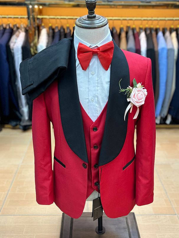 Men's Clothing Men's Slim Suit Three Piece Suit Single Row One Button Side Open Double Fork_viptrois.com