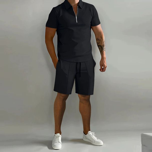 Men's Clothing Men's Polo Shirt Casual Loose Short Sleeved Shorts Sports Suit_viptrois.com