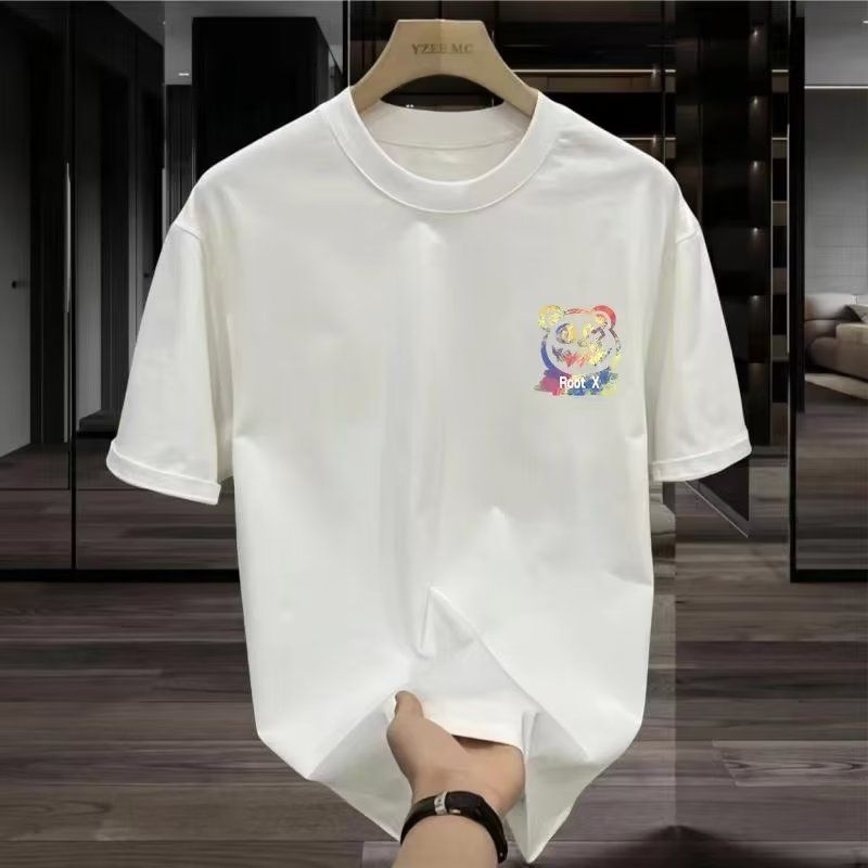 Men's 100% Cotton High Quality Round Neck Pullover Short Sleeve T-shirt_viptrois.com