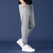 Men's Clothing Ice Silk Pants Spring And Summer Loose Type Large Size Cuffs Sports Thin Breathable Nine Point Casual Pants_viptrois.com