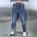 Men's Stretch Lycra Twill Jeans Slim Straight Leg Comfortable Elastic Casual Trousers Slim Straight-Leg Silhouette_viptrois.com