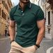 New Arrival Men Elegant Short Sleeve Polo Top Classic Tricolor Stripe Details On Collar Cuffs Summer Daily Casual Shirts_viptrois.com