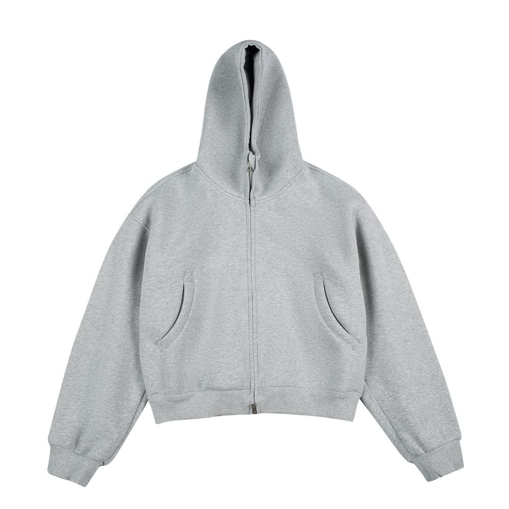 Men's Clothing Heavyweight American High Street Cleanfit Short Hooded Sweatshirt For Men And Women Loose Thickened Boxy Cardigan Jacket_viptrois.com