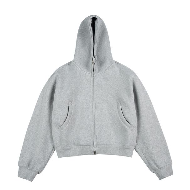 Men's Clothing Heavyweight American High Street Cleanfit Short Hooded Sweatshirt For Men And Women Loose Thickened Boxy Cardigan Jacket_viptrois.com