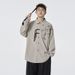 Men's Clothing Men's Chinese Streetwear Embroidered Shirt, Oversized Distressed Long Sleeve Blouse With Asymmetric Paneling For Urban Layering_viptrois.com