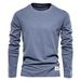 Round Neck Trendy Men's Long Sleeve Base Shirt Wholesale Pure Cotton T-Shirt Top Outerwear New Solid Color Casual Sports_viptrois.com