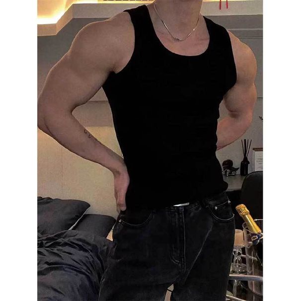 Men's Slim Fit Ice Silk Vest - Breathable & Stretchy Tank Top For Streetwear & Gym Workouts - Lightweight Summer Sports Wear_viptrois.com