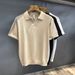 Men's Ivory White Ice Silk Knitted Polo Shirt Comfortable Hollow Out Pattern Short Sleeve Turn Down Collar T-Shirt Summer_viptrois.com