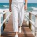Men's Clothing Linen Trousers Breathable Comfortable Khaki Pants Straight Casual Lightweight ( Light Khaki, Light Blue, Brown) - S/M/L/XL/XXL_viptrois.com