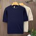 Men's Clothing Men's Soft Cable Knit Short Sleeve T-Shirt Old Fashioned Mature Elegant Style For Formal & Casual_viptrois.com