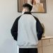Pure Spring And Autumn New Sweatshirt High-end Color-blocking Design Simple Casual Turn-down Collar Loose Fit Plus Size Men_viptrois.com