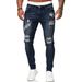 Men's Slim Fit Ripped And Distressed Jeans European American Style Fashionable Skinny Popular Denim_viptrois.com