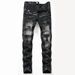 Men's New Distressed Jeans, Fashionable And Casual Straight Leg Jeans_viptrois.com
