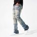 Men's Clothing New Men's Denim Straight Pants Street Fashion Ins Popular Stretch Patch Denim Straight Pants_viptrois.com