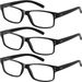 3Pairs Reading Glasses Men - Blue Light Blocking Square Readers With Spring Hinge Anti Eyestrain Eyeglasses_viptrois.com