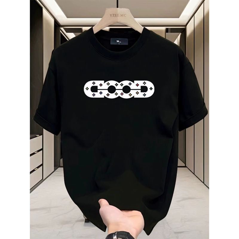 Men's Clothing 2025 Summer New Heavyweight Cotton Short Sleeved T Shirt Men's Loose Trendy And Handsome High End Half Sleeved Tops Men's Clothing_viptrois.com