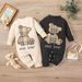 Kids’ Clothing Newborn Baby Boy Spring And Autumn Plaid Patch Bear Long Sleeved Openable One Piece Rompers_viptrois.com