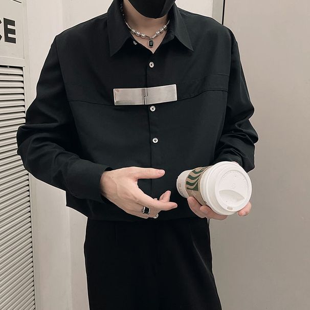 American Heavy Industry Casual Long-sleeved Shirt Men's Top 2024 Spring And Autumn Niche Hairstylist Ruffian Handsome Shirt Trendy Men_viptrois.com