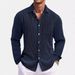 Men's Clothing Men's Solid Color Loose And Comfortable Vertical Striped Long Sleeved Shirt_viptrois.com