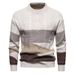 Men's Clothing New Foreign Trade Cross Border Men's Color Matching Round Neck Sweater Retro Twisted Flower Autumn And Winter Warm Knitted Pullover_viptrois.com
