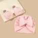 2Pcs Newborn Baby Bow Hat Socks Set Solid Color Cotton Infant Girls Turban Cap Anti-slip Socks_viptrois.com