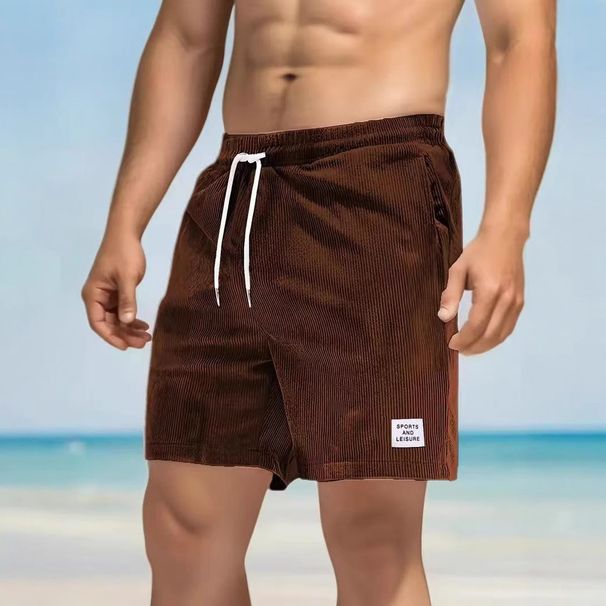 Men's Clothing OOTD Feel Waist Pants Summer Corduroy Shorts Half Length Beach Pants Men's Thin_viptrois.com