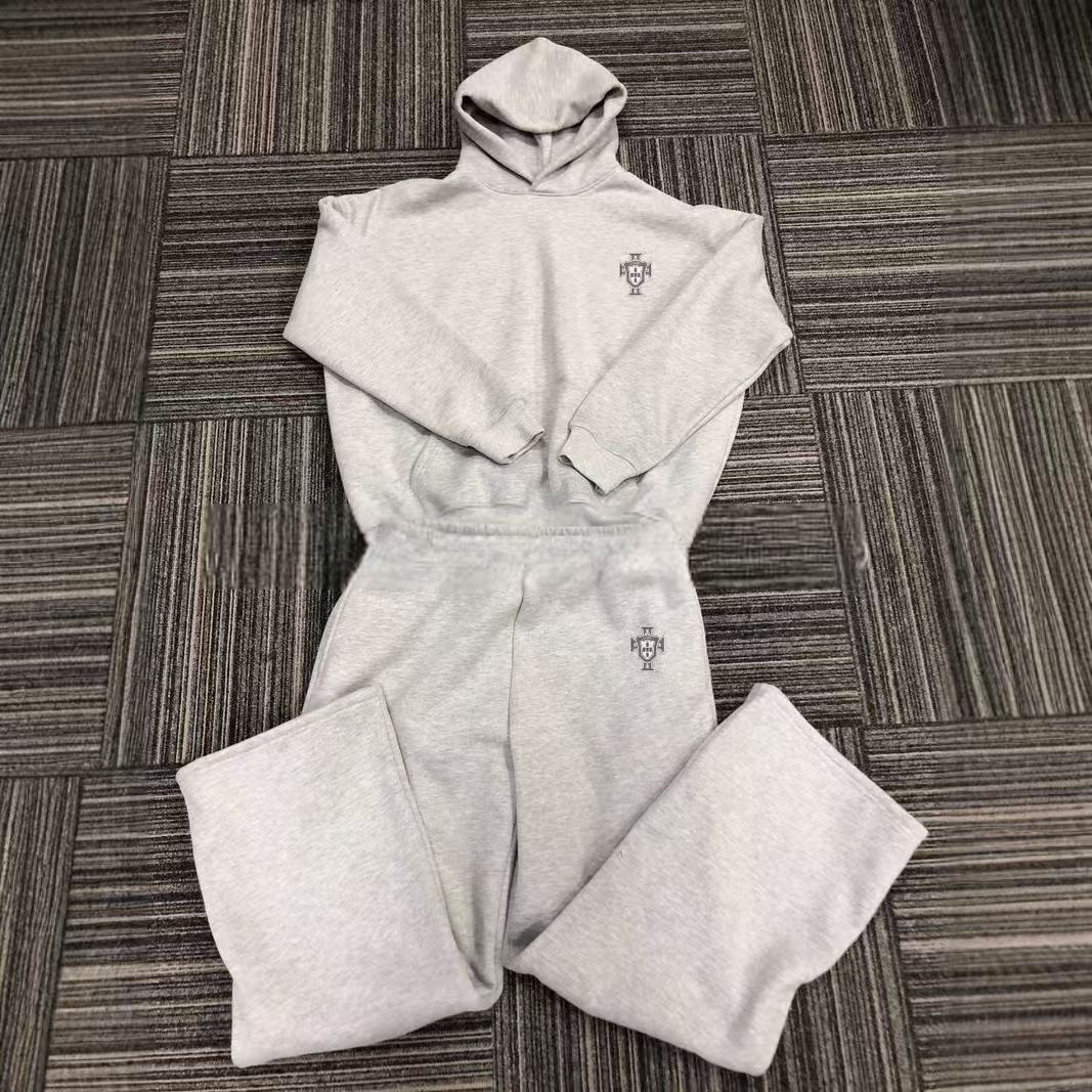 Men's Clothing Long Sleeved Hooded Shirt Loose Casual Trousers Sweater Suit_viptrois.com