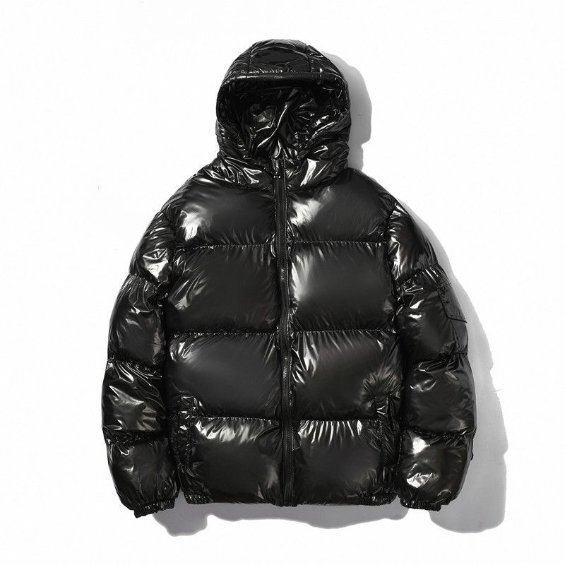 Men's Solid Color Shiny Cotton Coat Trend Reflective Loose Zipper Hooded Thickened Cotton Coat_viptrois.com
