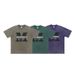 American Style Men's Letter Print Washed Vintage Street Loose Drop Shoulder T-Shirt Couple Wear_viptrois.com