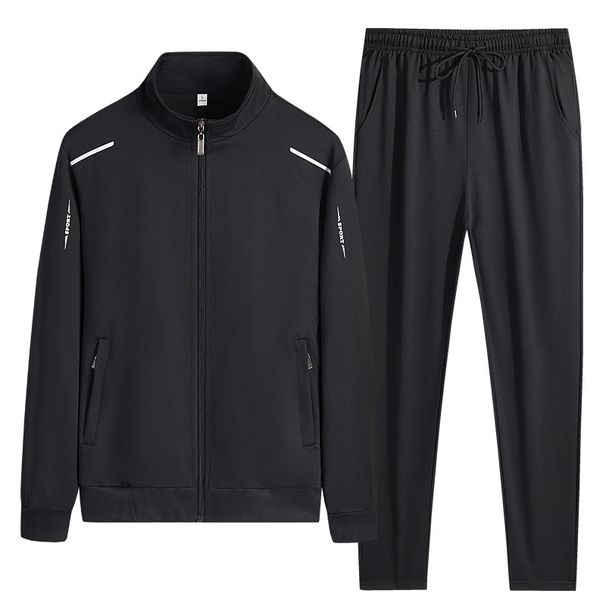 "Men's 3-Piece Casual Sportswear Set - Long Sleeve Tee, Sweatshirt & Joggers (Black, Blue, Gray) - Relaxed Fit For Streetwear & Lounge"_viptrois.com