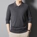 1 2024 Men's Knitted Solid Color Versatile High-Quality Spring And Autumn Regular Wool Sweater Base Shirt_viptrois.com