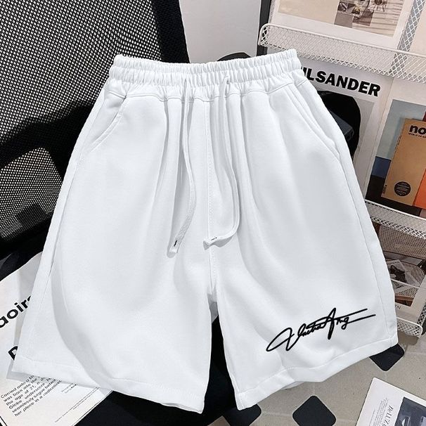 Men's Clothing Men's Style English Print Elastic Drawstring Shorts Loose Breathable Outerwear Sports Summer For Formal & Casual_viptrois.com